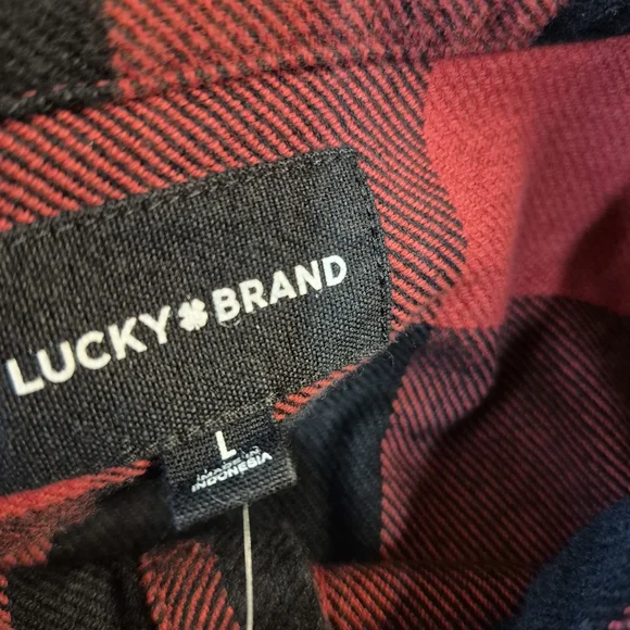 Lucky Brand Red and Black Plaid Snap Button Shirt 3118/431 - Picture 5 of 13